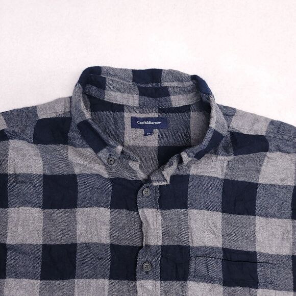 Croft & Barrow Buffalo Check Flannel Casual Button Up Shirt Mens Size M Blue - Picture 1 of 10